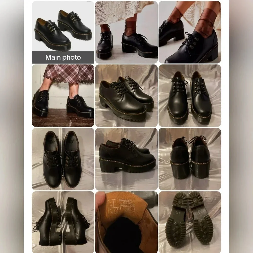 Dr. Martens Leona Lo Vintage smooth leather heeled shoes 9 black Grunge Punk - Picture 5 of 5
